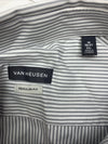 417 by Van Heusen Men's 18 36/37 Long Sleeve Button Down Shirt White Striped