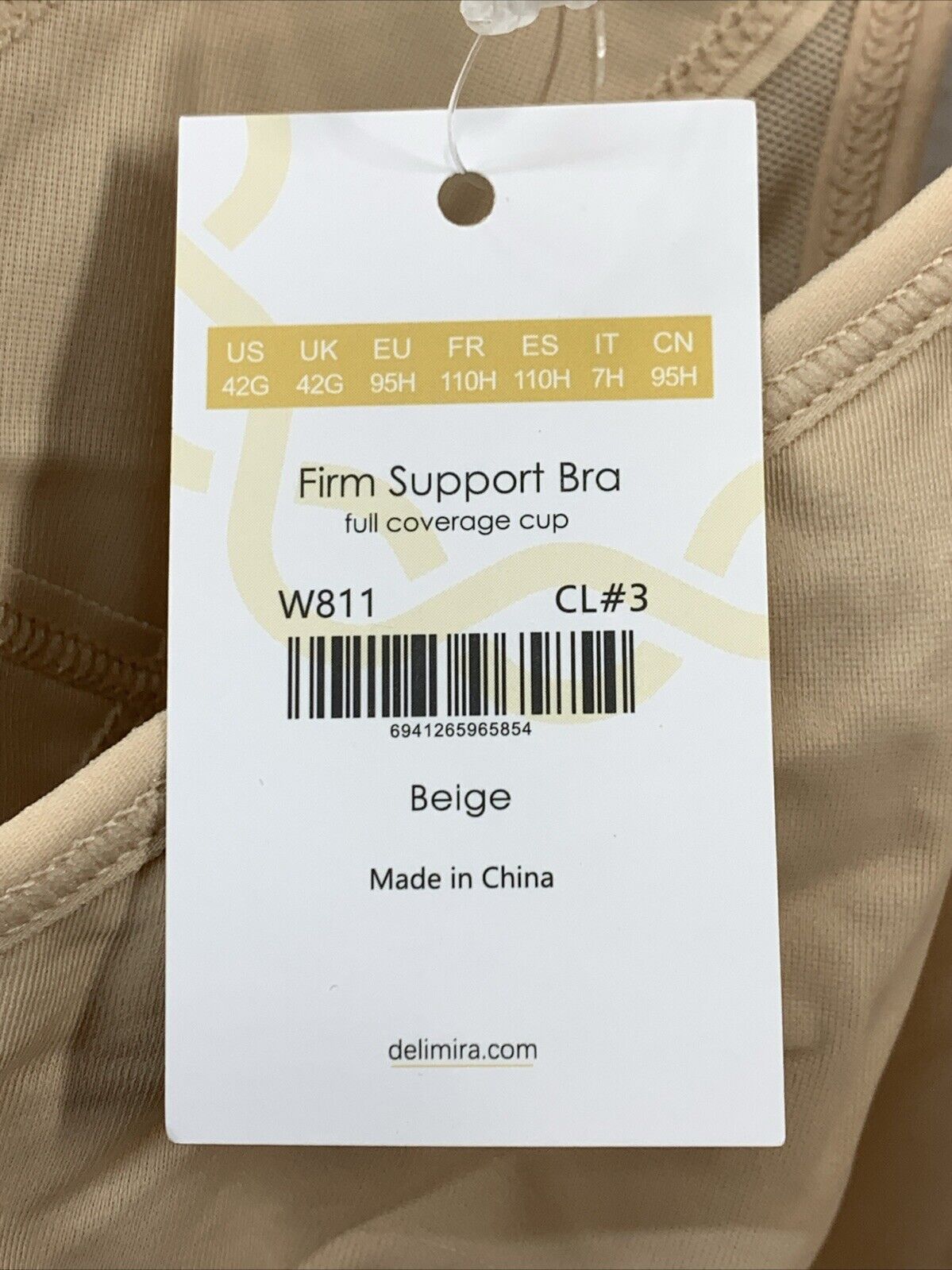 DELIMIRA Front Closure Bra Full Coverage Wire Free Back Support Posture Size 42G