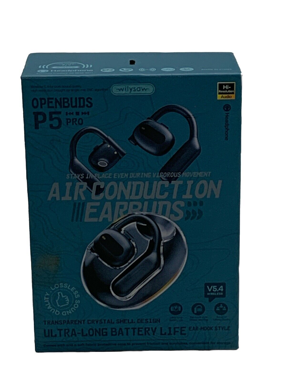 P5 Open Ear Headphones, Wireless Bluetooth 5.3 Headphones Air Conduction Blue