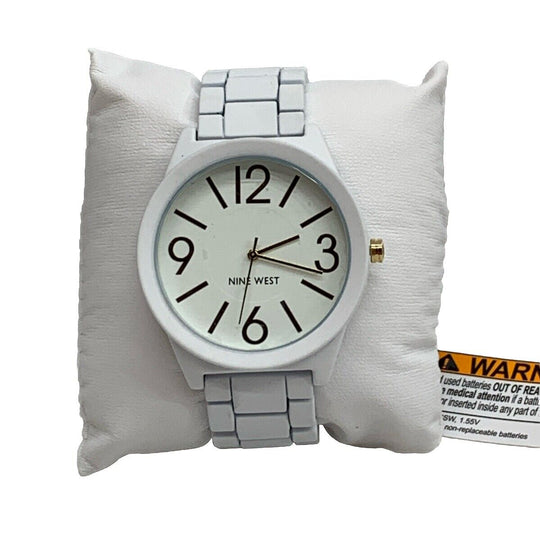 Nine West Women's Rubberized Bracelet Wrist Watch NW/1678 White Stainless Steel