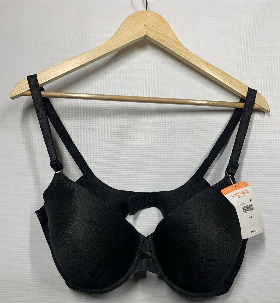 Warner's Women's T-shirt Bra No Side Effects Underarm-Smoothin Size 40D Black