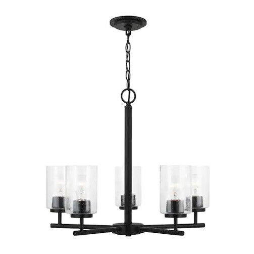 Sea Gull 31171-112 Oslo 5 Light 24 inch Midnight Black Chandelier Ceiling Light