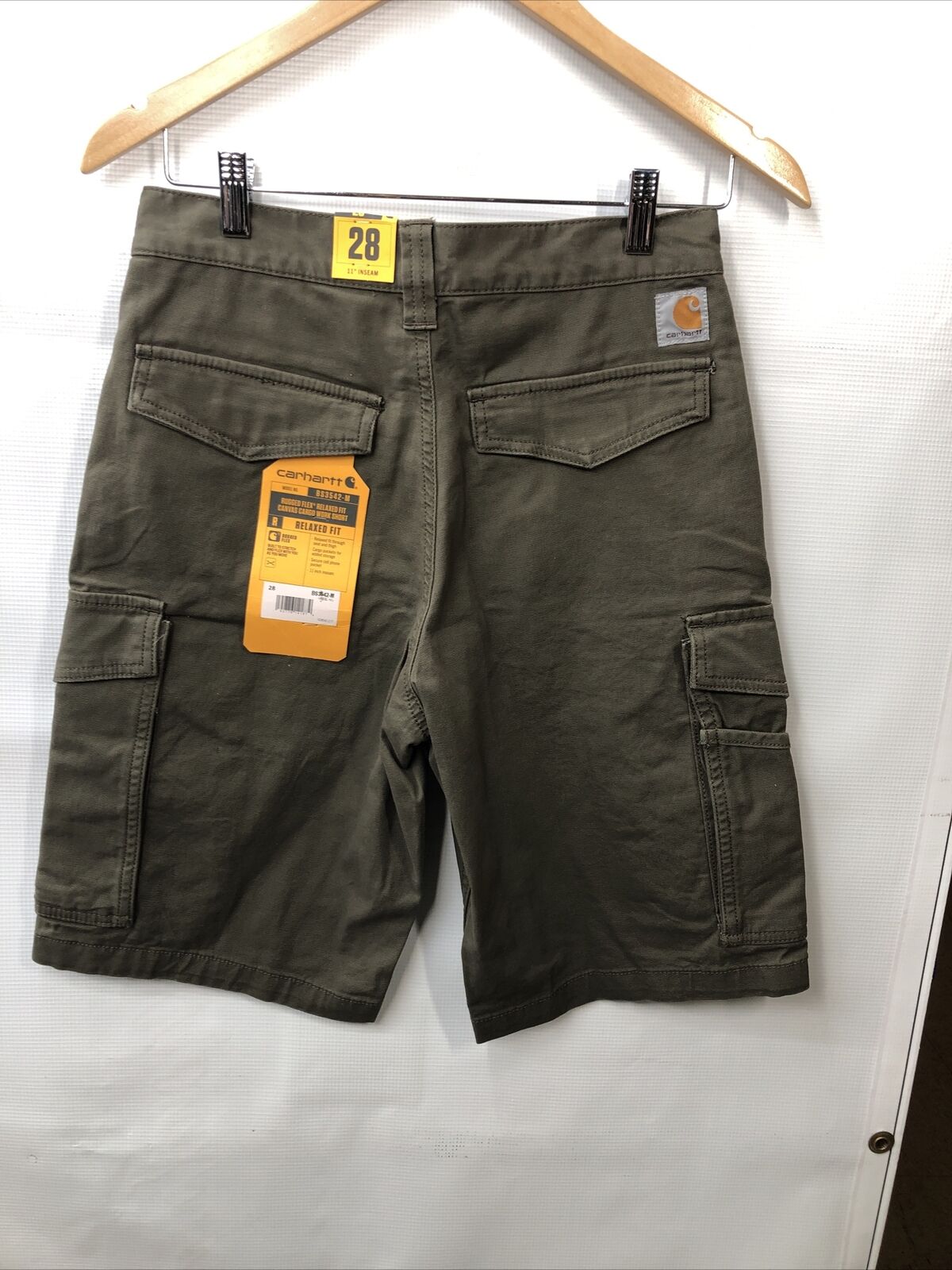 Carhartt Men's Rugged Flex Relaxed Fit Canvas Cargo Work Short Size 28 Green