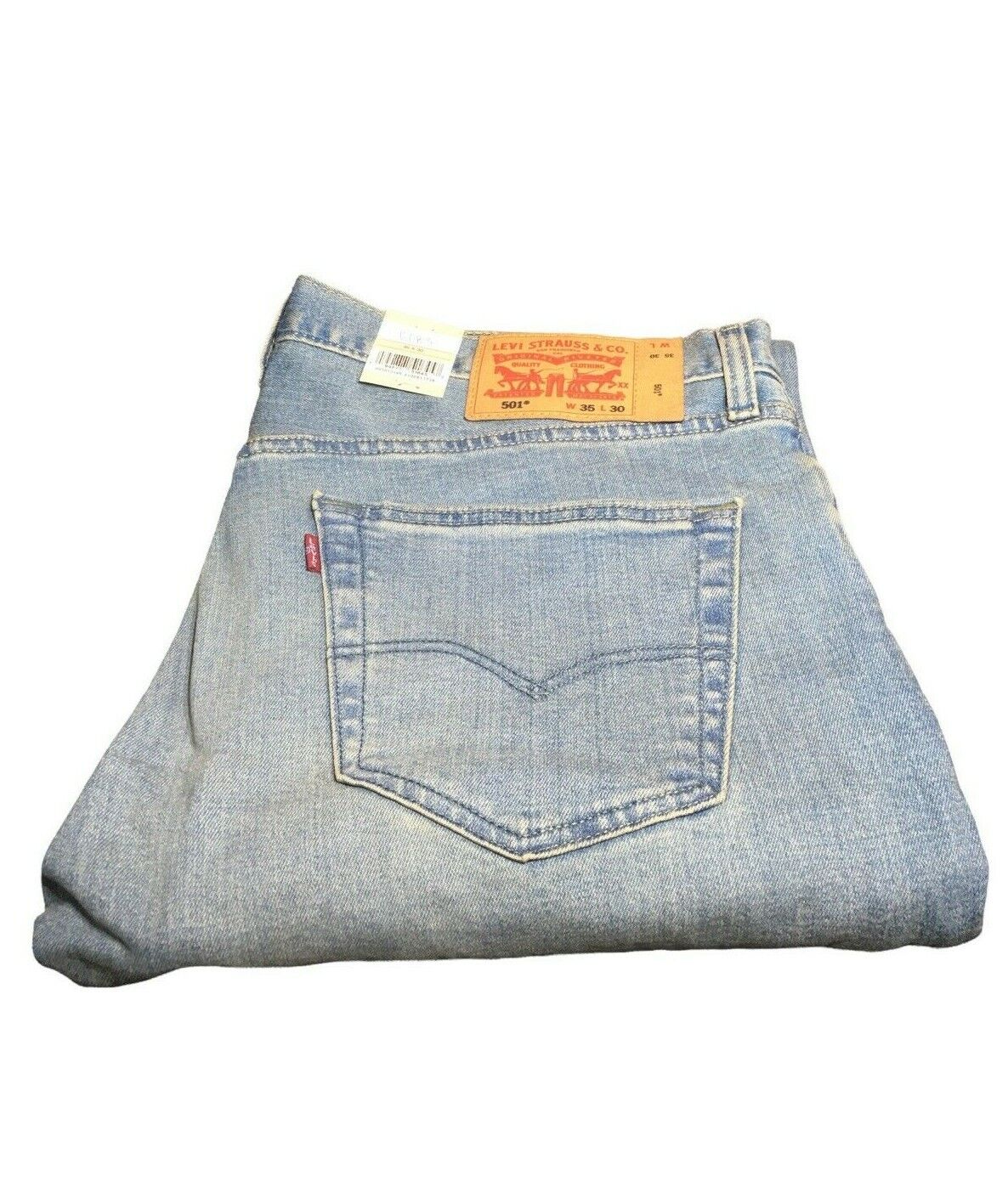 Mens Levis Levi Jeans Shrink to Fit 501 5 Pocket Button Fly Straight 35 X  30 - The Family Flips